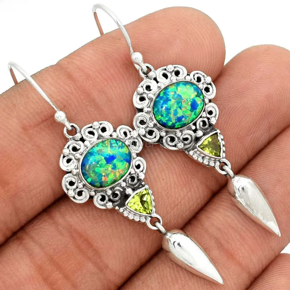 925 Sterling Silver Earrings In Genuine Multi Gemstone 925SE2435_1