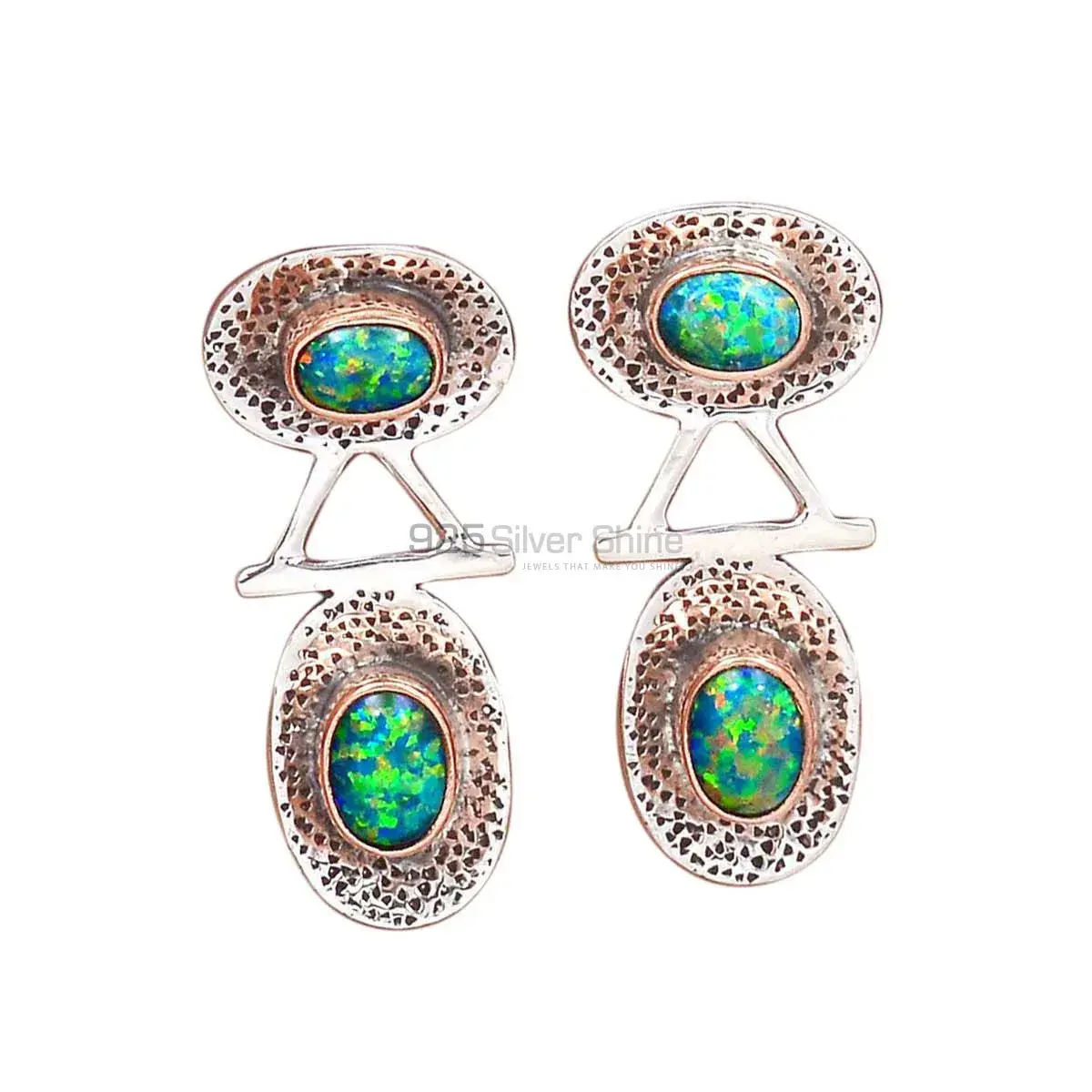 925 Sterling Silver Earrings In Genuine Opal Gemstone 925SE2119_0