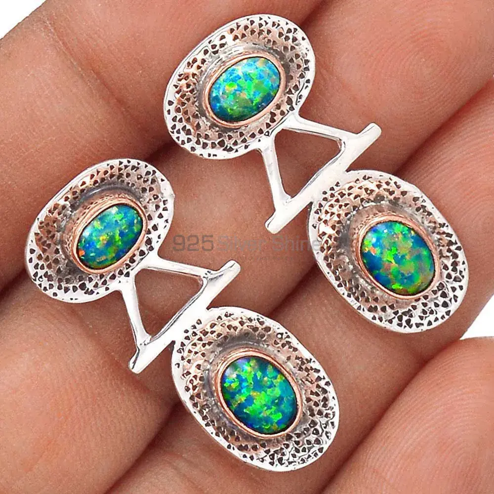 925 Sterling Silver Earrings In Genuine Opal Gemstone 925SE2119_1