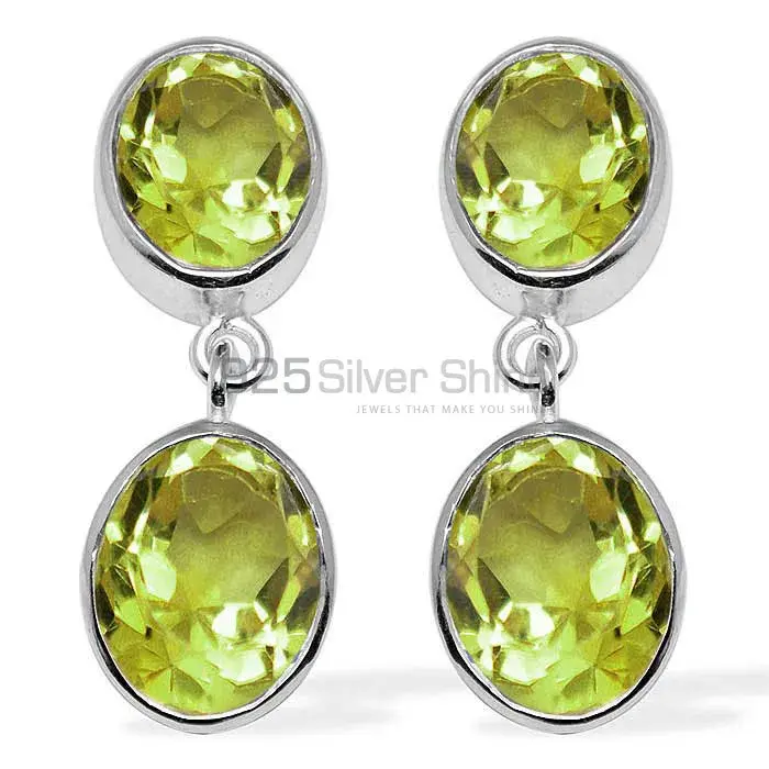 925 Sterling Silver Earrings In Genuine Peridot Gemstone 925SE1115_0