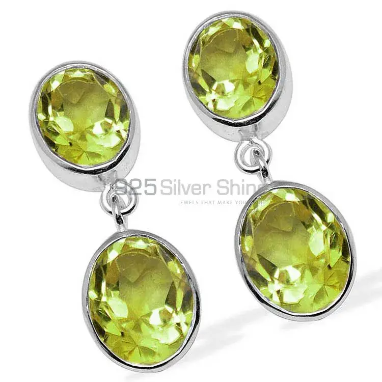 925 Sterling Silver Earrings Suppliers In Genuine Peridot Gemstone 925SE1115_0