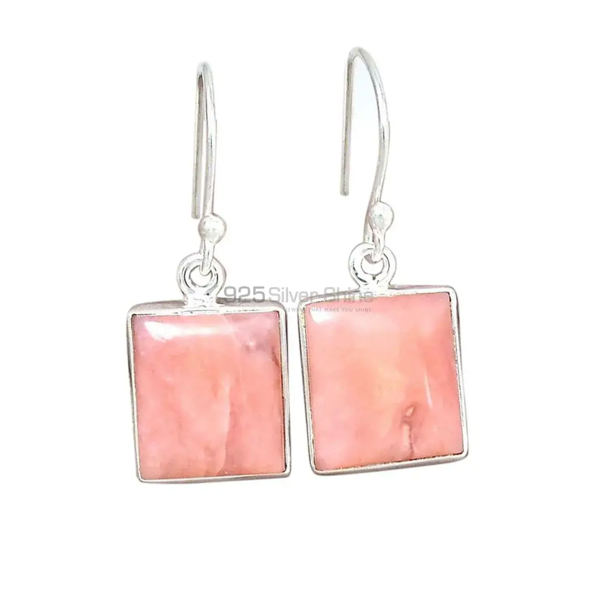 925 Sterling Silver Earrings In Genuine Pink Opal Gemstone 925SE2832_0