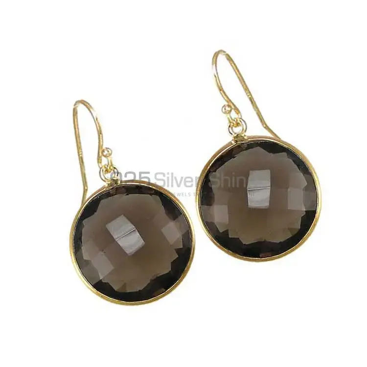 925 Sterling Silver Earrings Suppliers In Genuine Smoky Gemstone 925SE1939_0