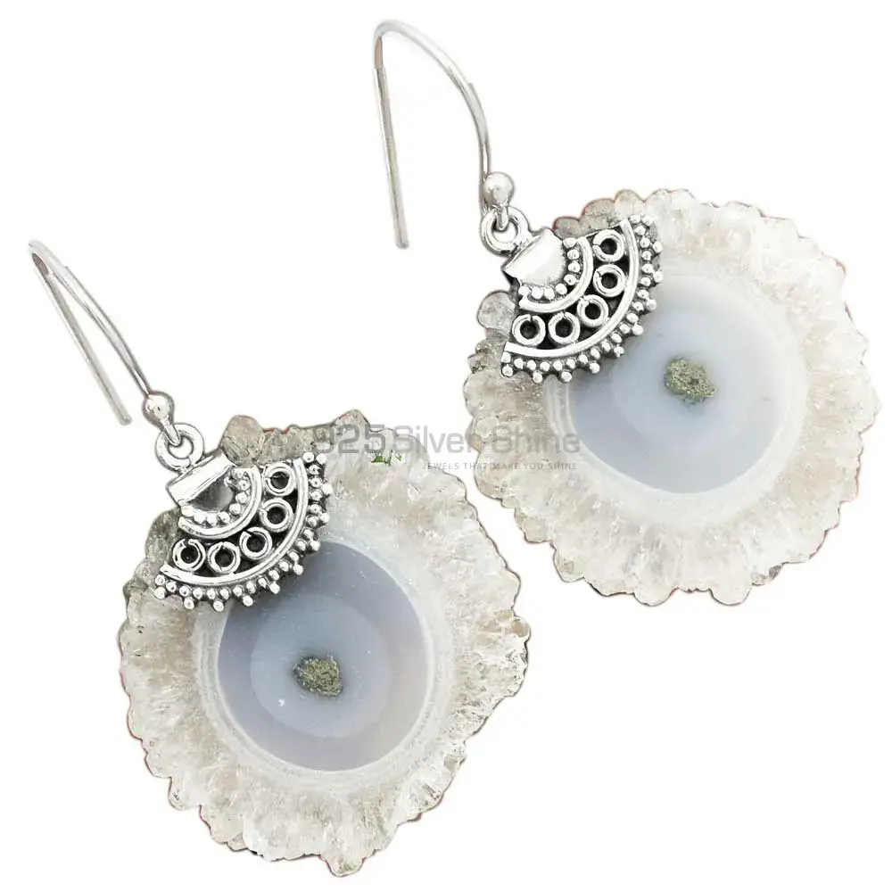 925 Sterling Silver Earrings Suppliers In Genuine Sugar Druzy Gemstone 925SE2514_0