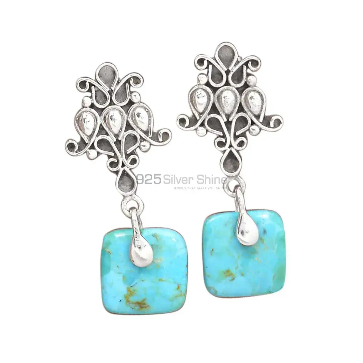 925 Sterling Silver Earrings In Genuine Turquoise Gemstone 925SE2040_0