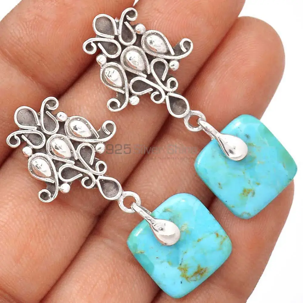 925 Sterling Silver Earrings Suppliers In Genuine Turquoise Gemstone 925SE2040_0