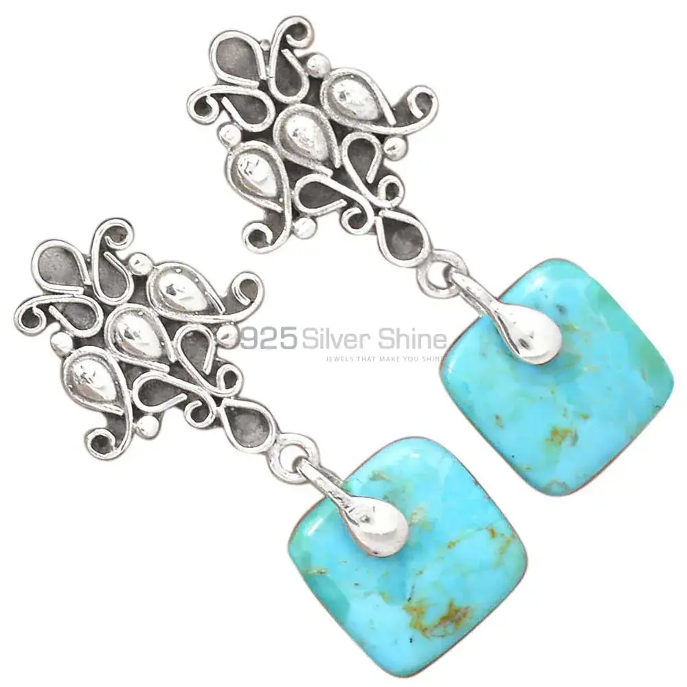 925 Sterling Silver Earrings Suppliers In Genuine Turquoise Gemstone 925SE2040_1