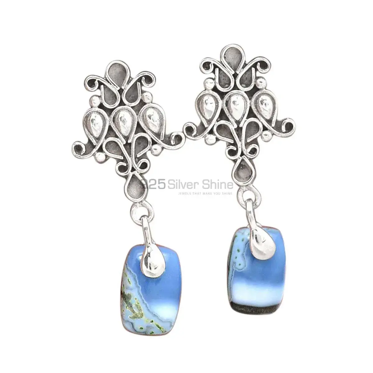 925 Sterling Silver Earrings In Natural Agate Gemstone 925SE2038_0
