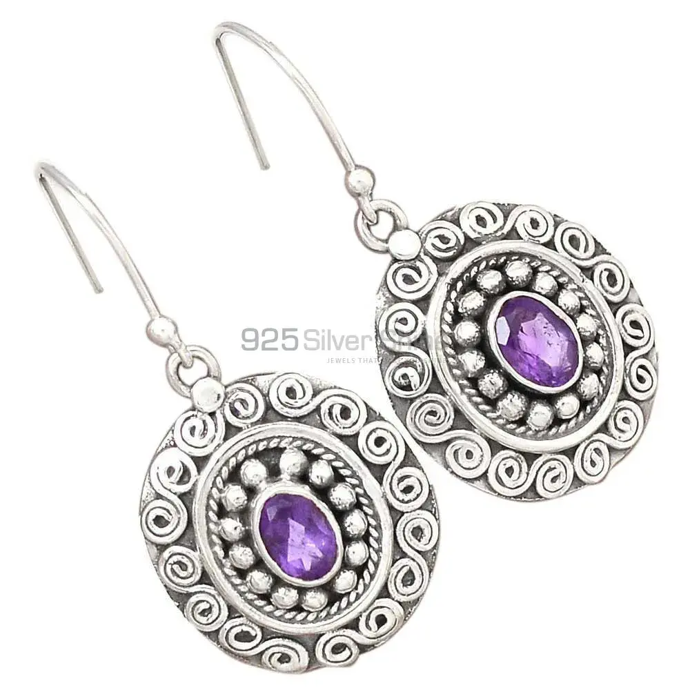 925 Sterling Silver Earrings Suppliers In Natural Amethyst Gemstone 925SE2988_1