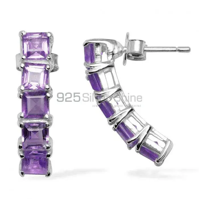 925 Sterling Silver Earrings In Natural Amethyst Gemstone 925SE955_0