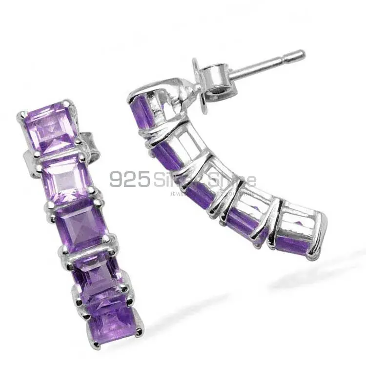 925 Sterling Silver Earrings Suppliers In Natural Amethyst Gemstone 925SE955_0