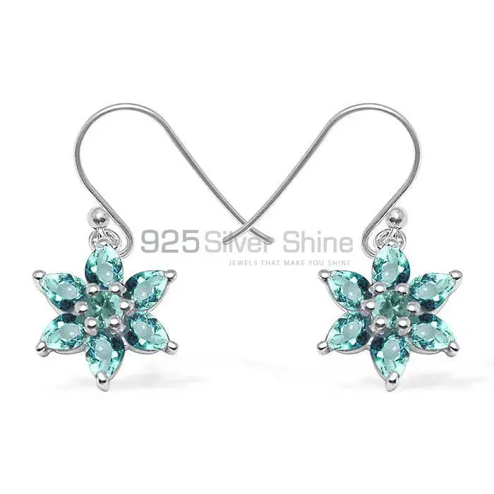 925 Sterling Silver Earrings Suppliers In Natural Blue Topaz Gemstone 925SE1034