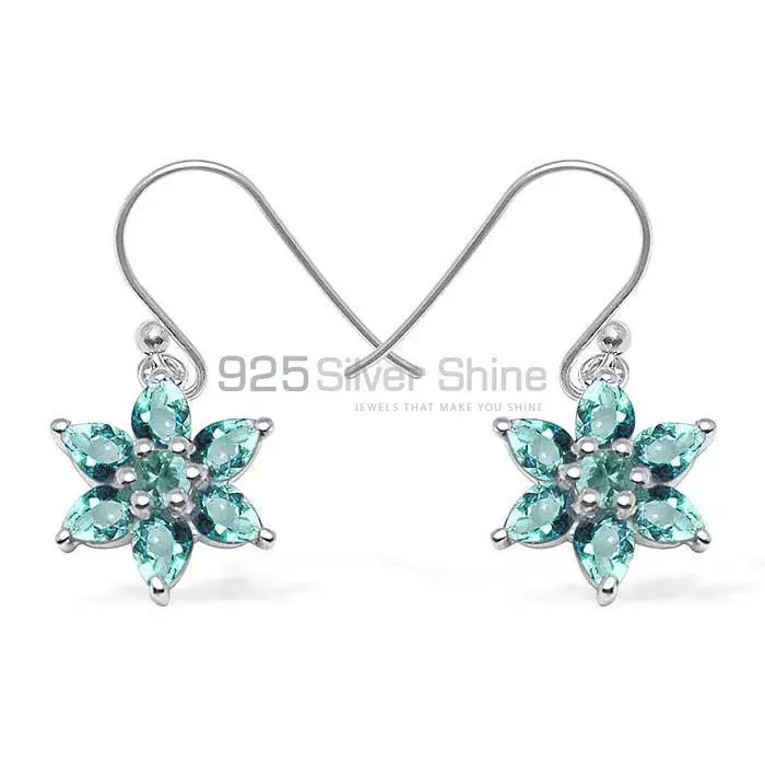 925 Sterling Silver Earrings In Natural Blue Topaz Gemstone 925SE1034