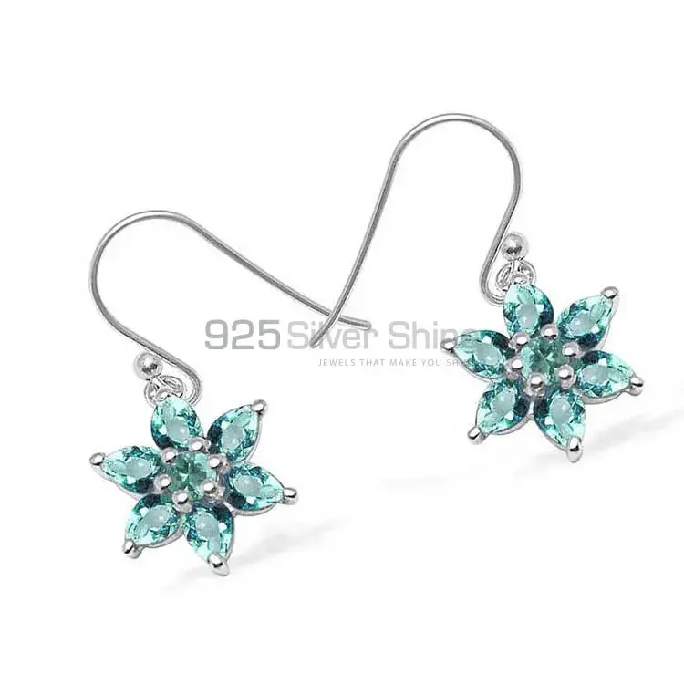 925 Sterling Silver Earrings In Natural Blue Topaz Gemstone 925SE1034_0