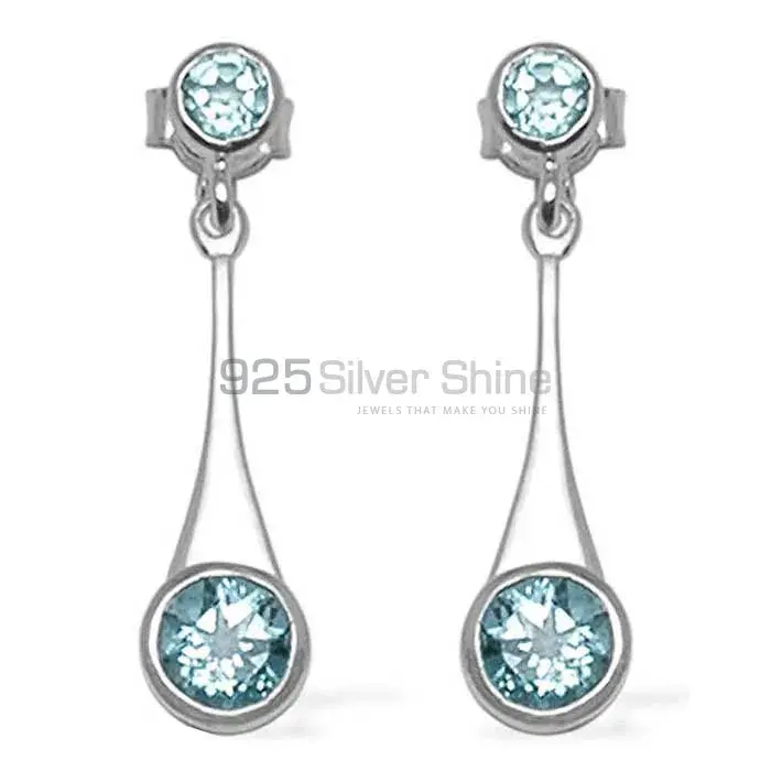 925 Sterling Silver Earrings Suppliers In Natural Blue Topaz Gemstone 925SE718