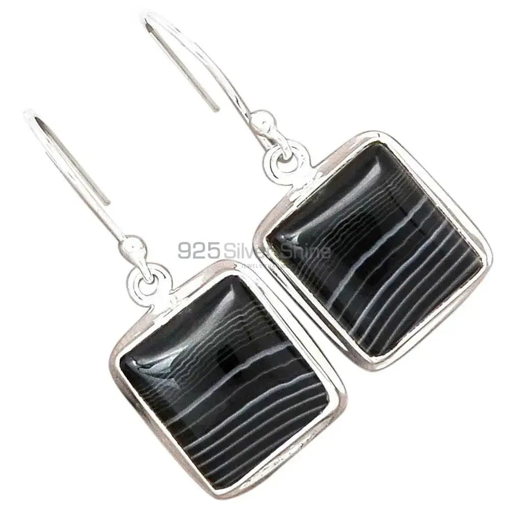 925 Sterling Silver Earrings In Natural Botswana Agate Gemstone 925SE2731_1