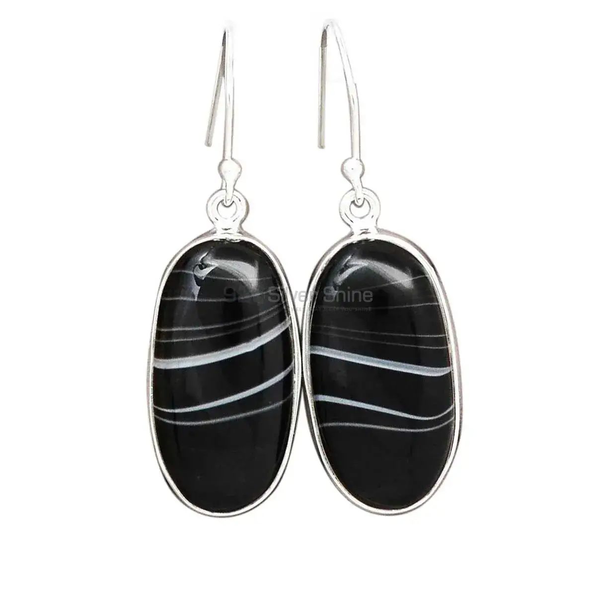 925 Sterling Silver Earrings In Natural Botswana Agate Gemstone 925SE2731_2
