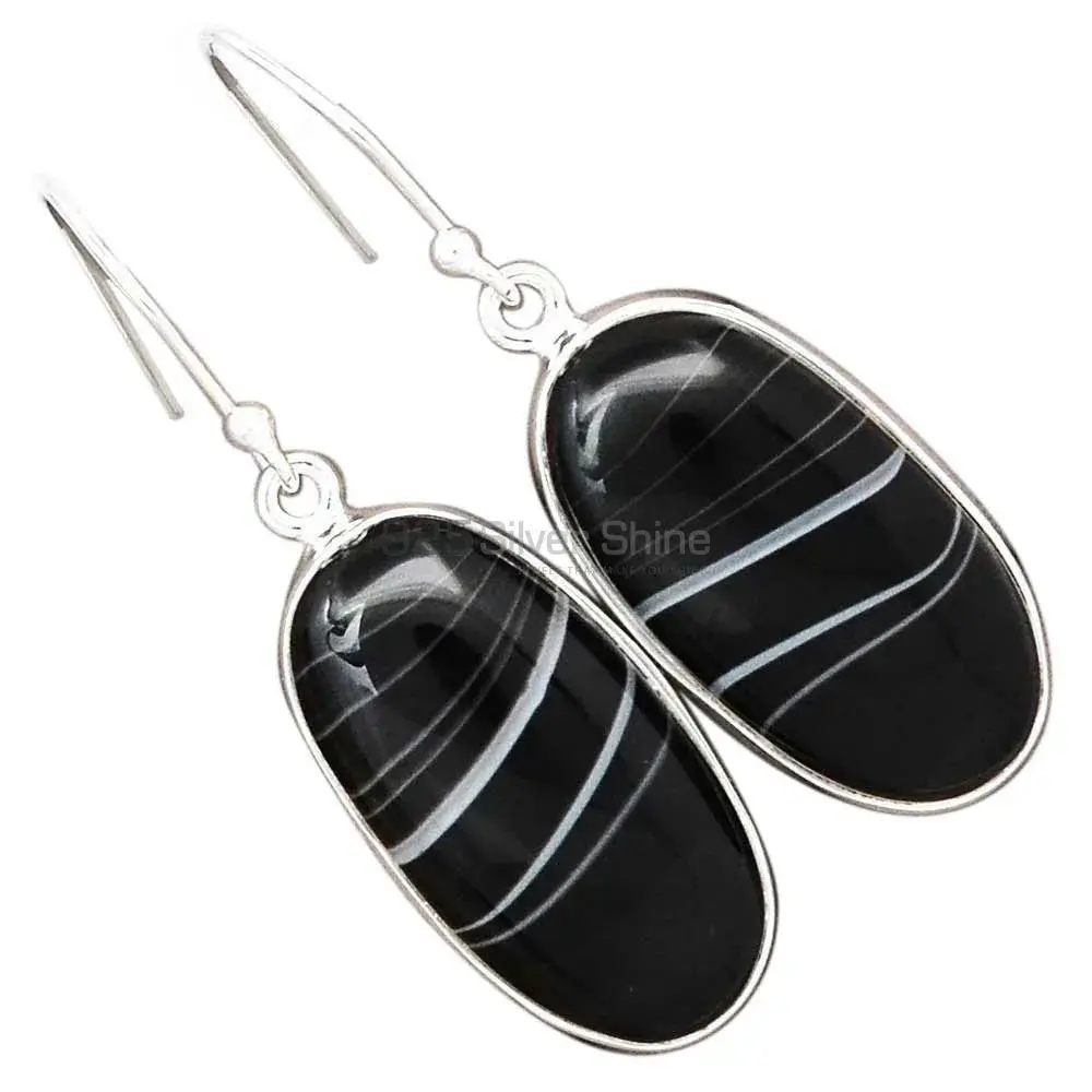 925 Sterling Silver Earrings In Natural Botswana Agate Gemstone 925SE2731_3