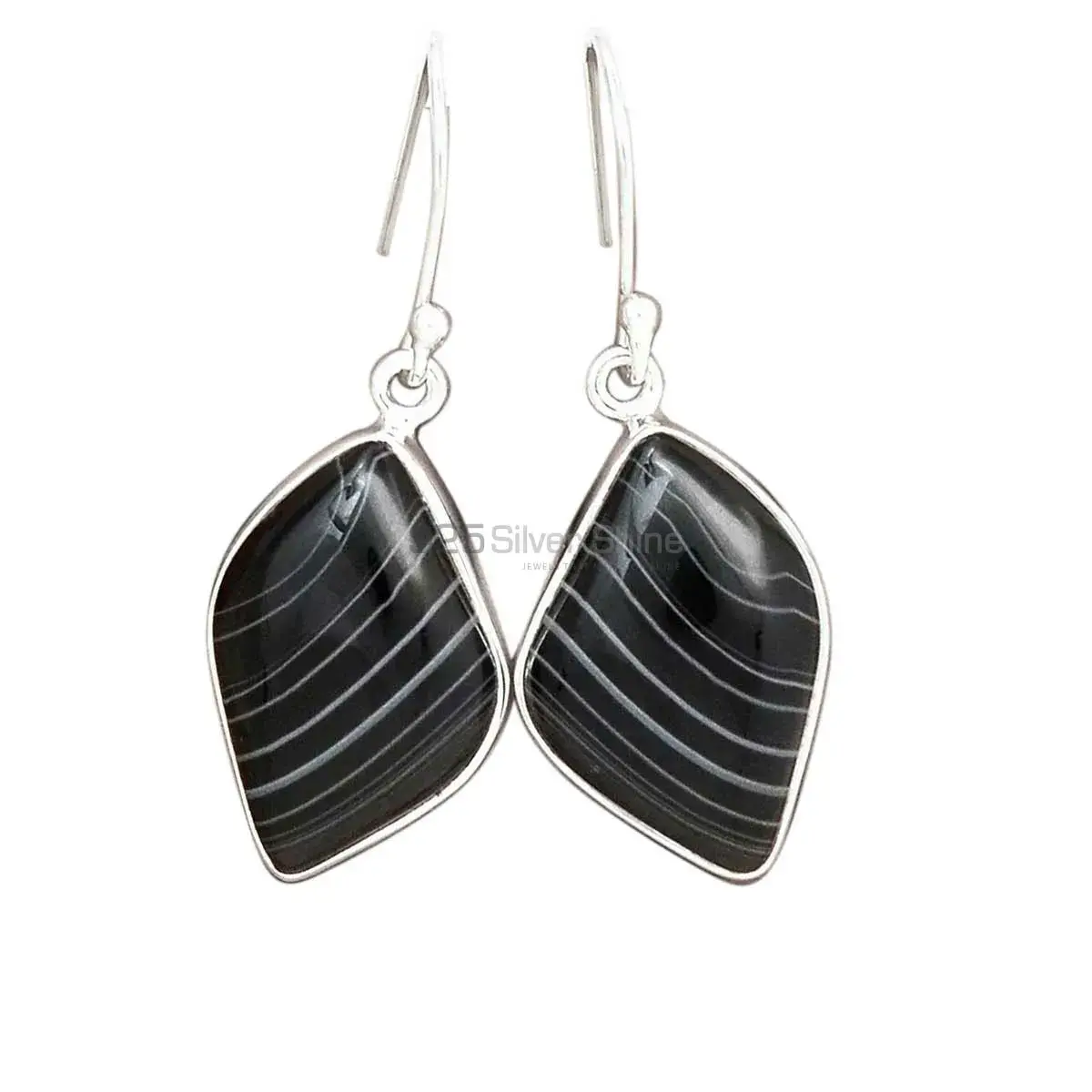 925 Sterling Silver Earrings In Natural Botswana Agate Gemstone 925SE2731_4