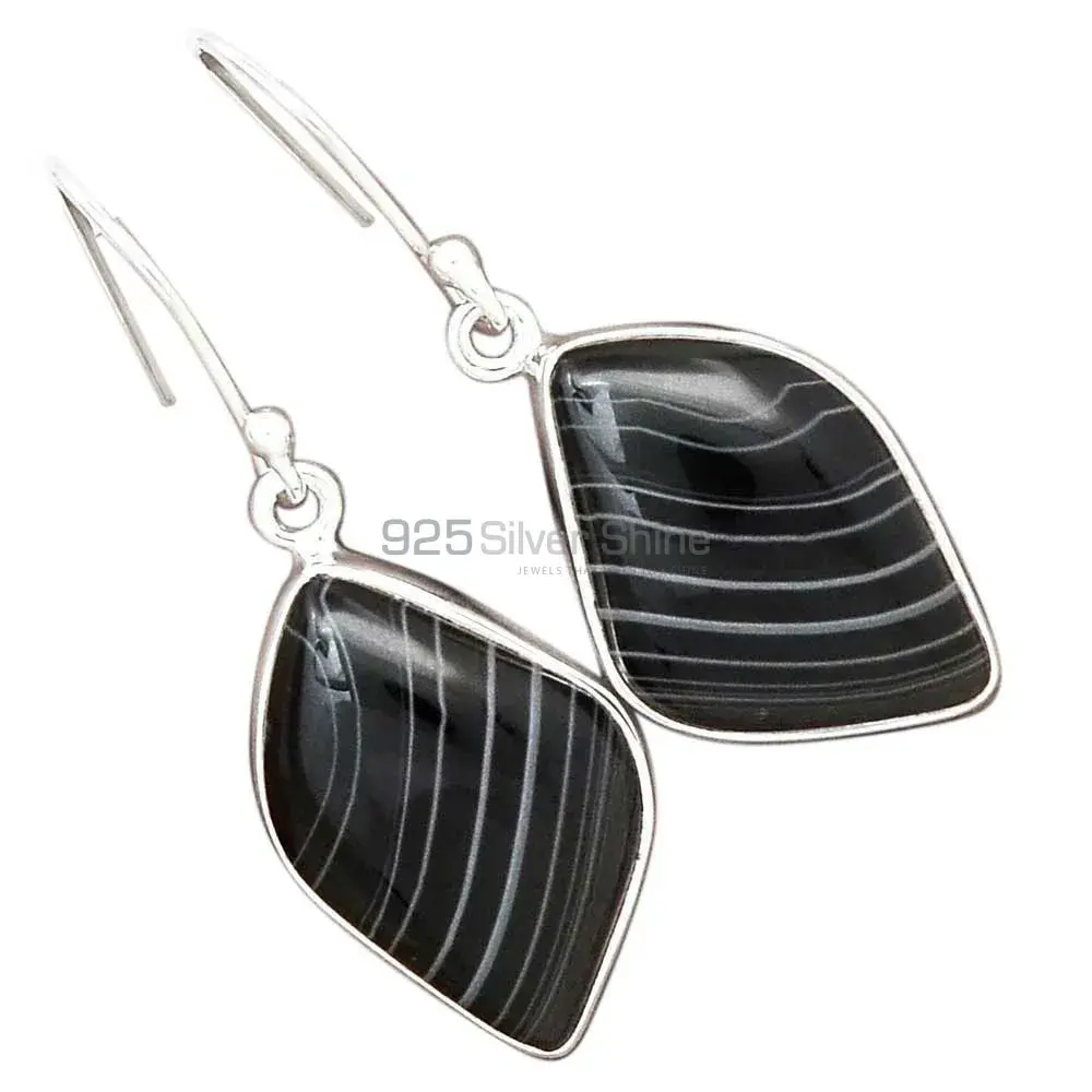 925 Sterling Silver Earrings In Natural Botswana Agate Gemstone 925SE2731_5