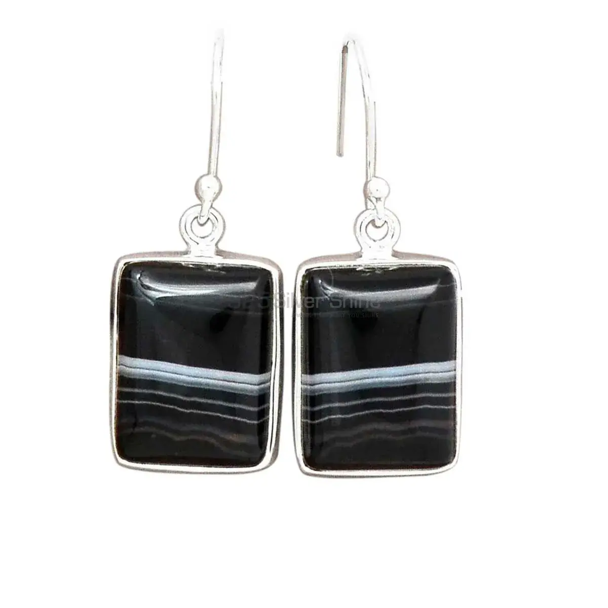 925 Sterling Silver Earrings In Natural Botswana Agate Gemstone 925SE2731_8