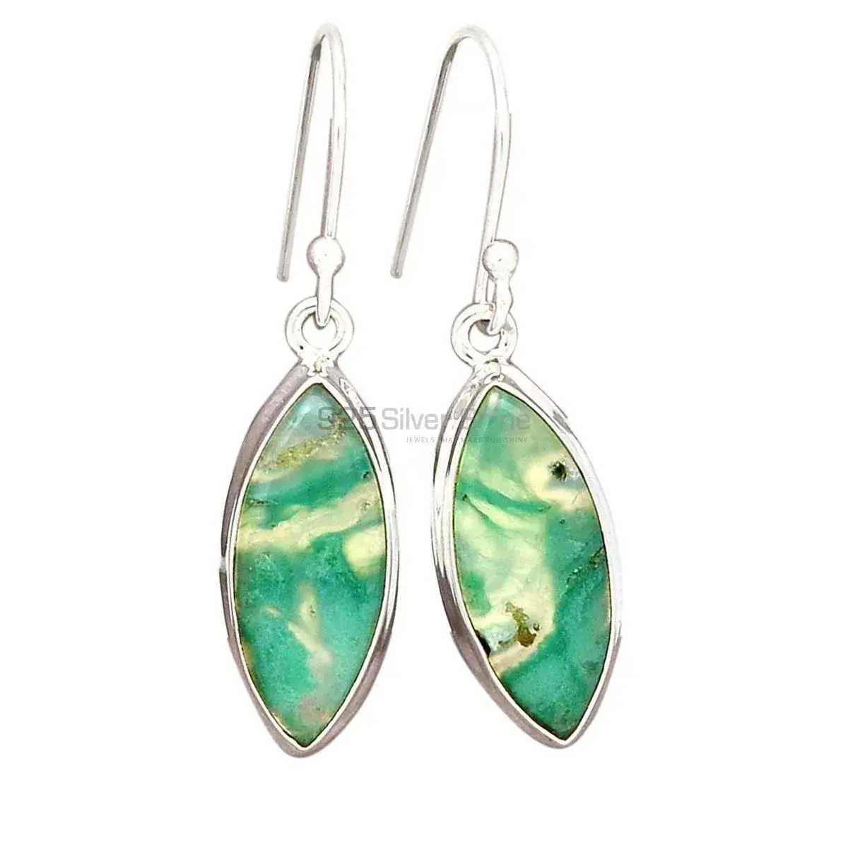 925 Sterling Silver Earrings In Natural Chrysoprase Gemstone 925SE2275