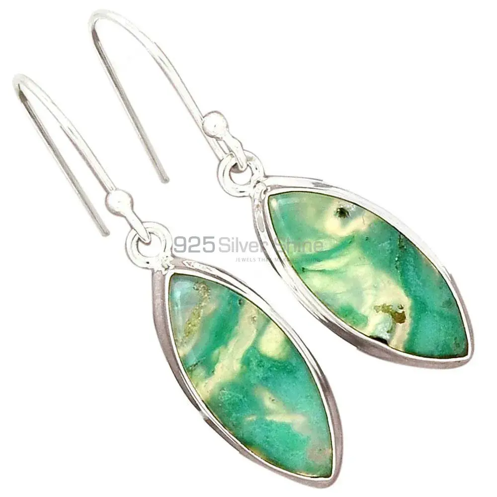 925 Sterling Silver Earrings Suppliers In Natural Chrysoprase Gemstone 925SE2275_1