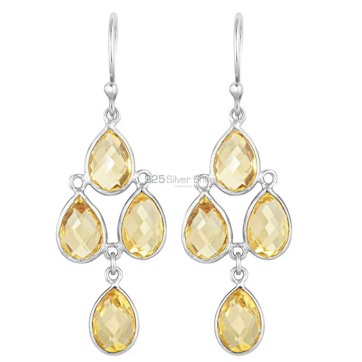 925 Sterling Silver Earrings In Natural Citrine Gemstone 925SE1858_0