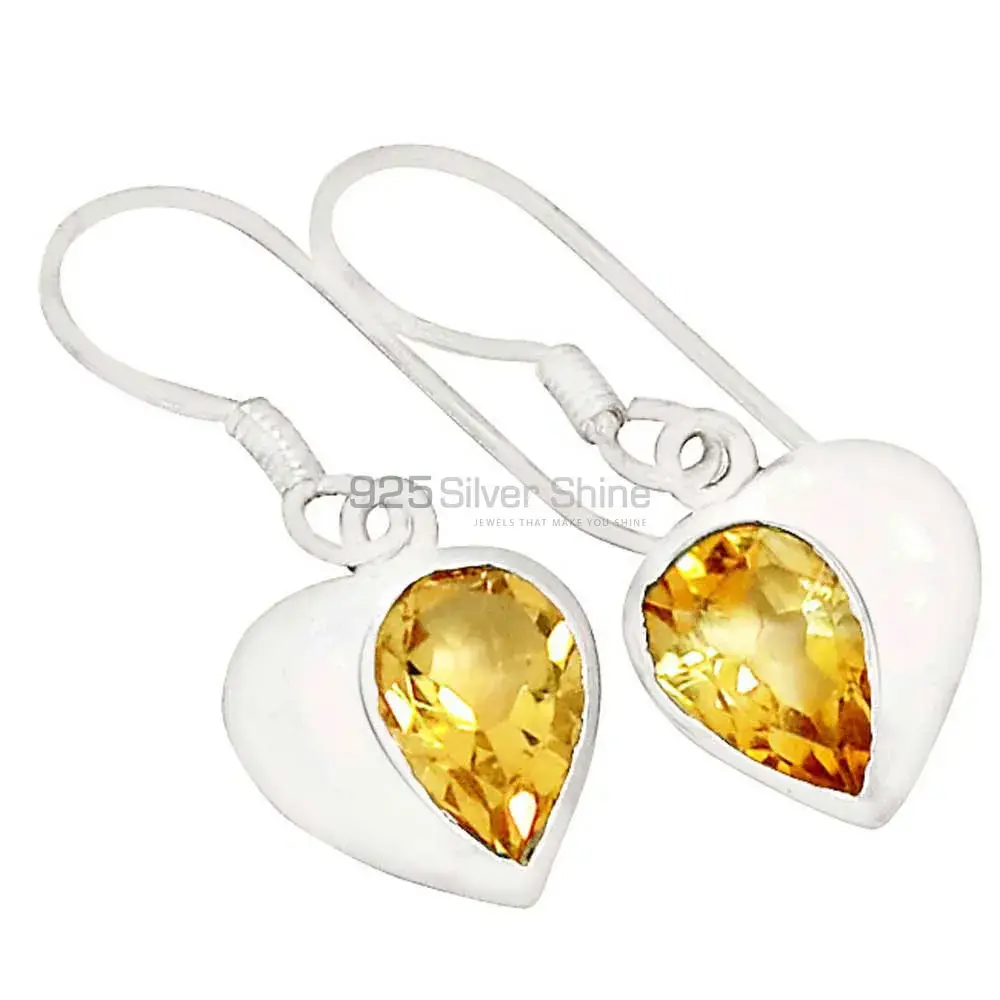 925 Sterling Silver Earrings In Natural Citrine Gemstone 925SE560_0