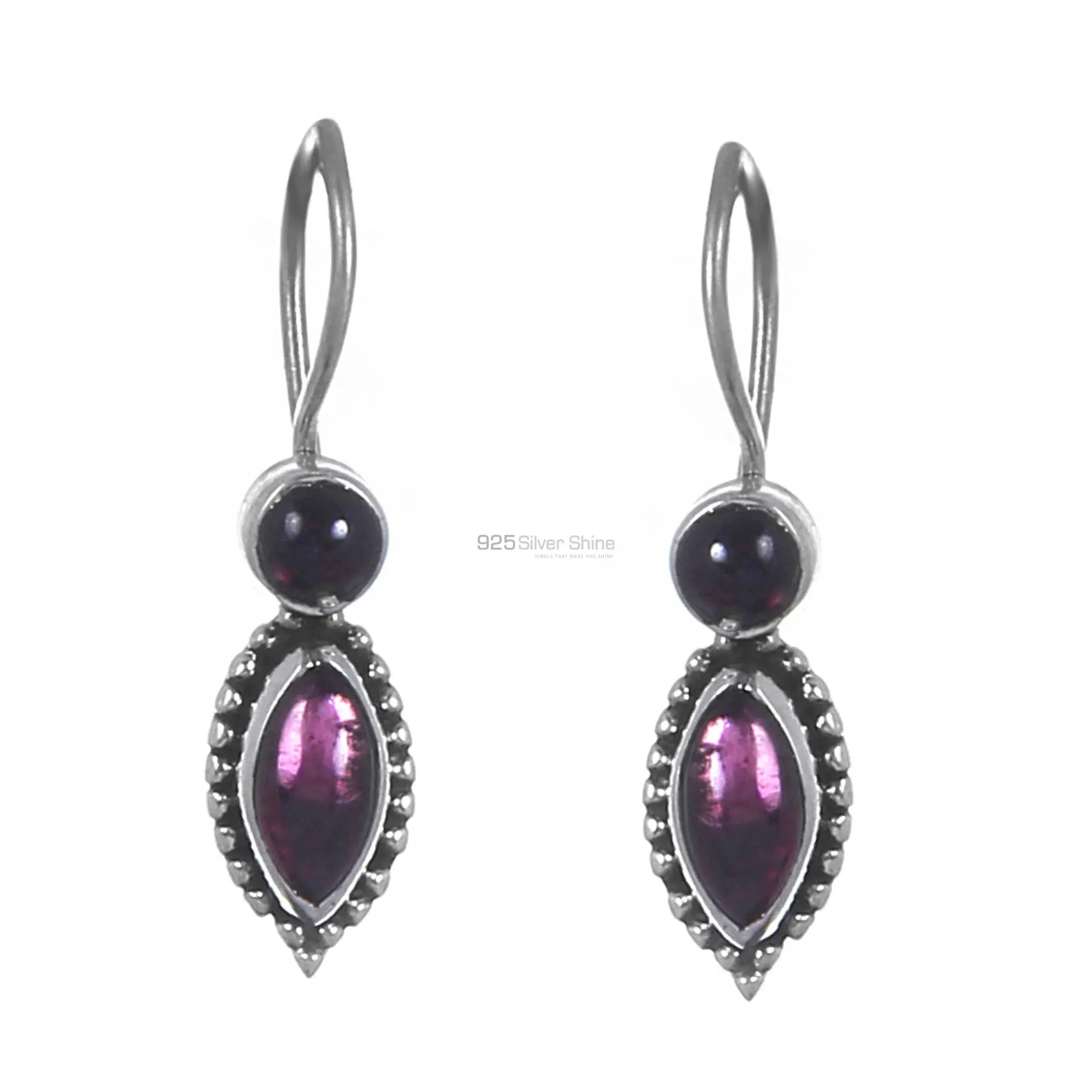 925 Sterling Silver Earrings In Natural Garnet Gemstone 925SE244_0