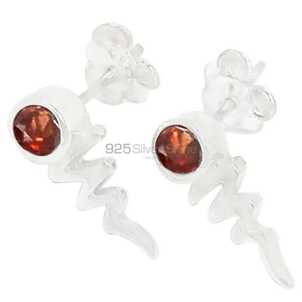 925 Sterling Silver Earrings In Natural Garnet Gemstone 925SE481