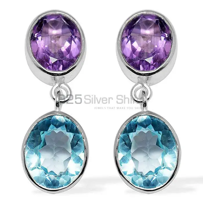 925 Sterling Silver Earrings Suppliers In Natural Multi Gemstone 925SE1113