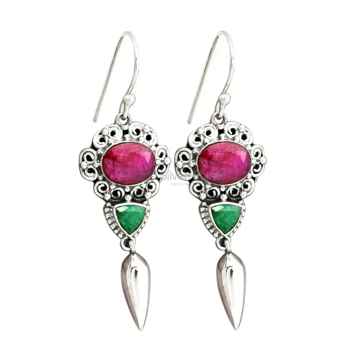 925 Sterling Silver Earrings In Natural Multi Gemstone 925SE2433_0