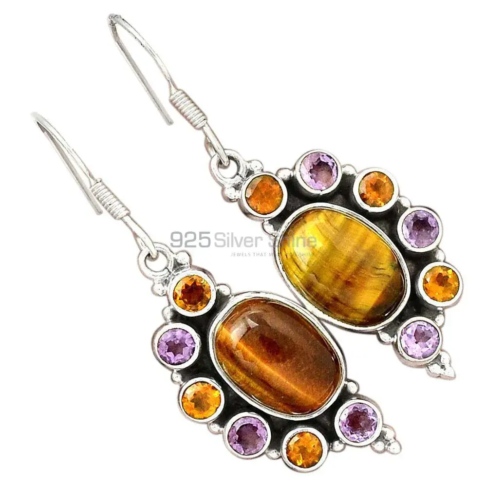 925 Sterling Silver Earrings In Natural Multi Gemstone 925SE2591_1