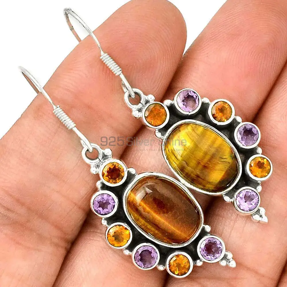 925 Sterling Silver Earrings In Natural Multi Gemstone 925SE2591_2