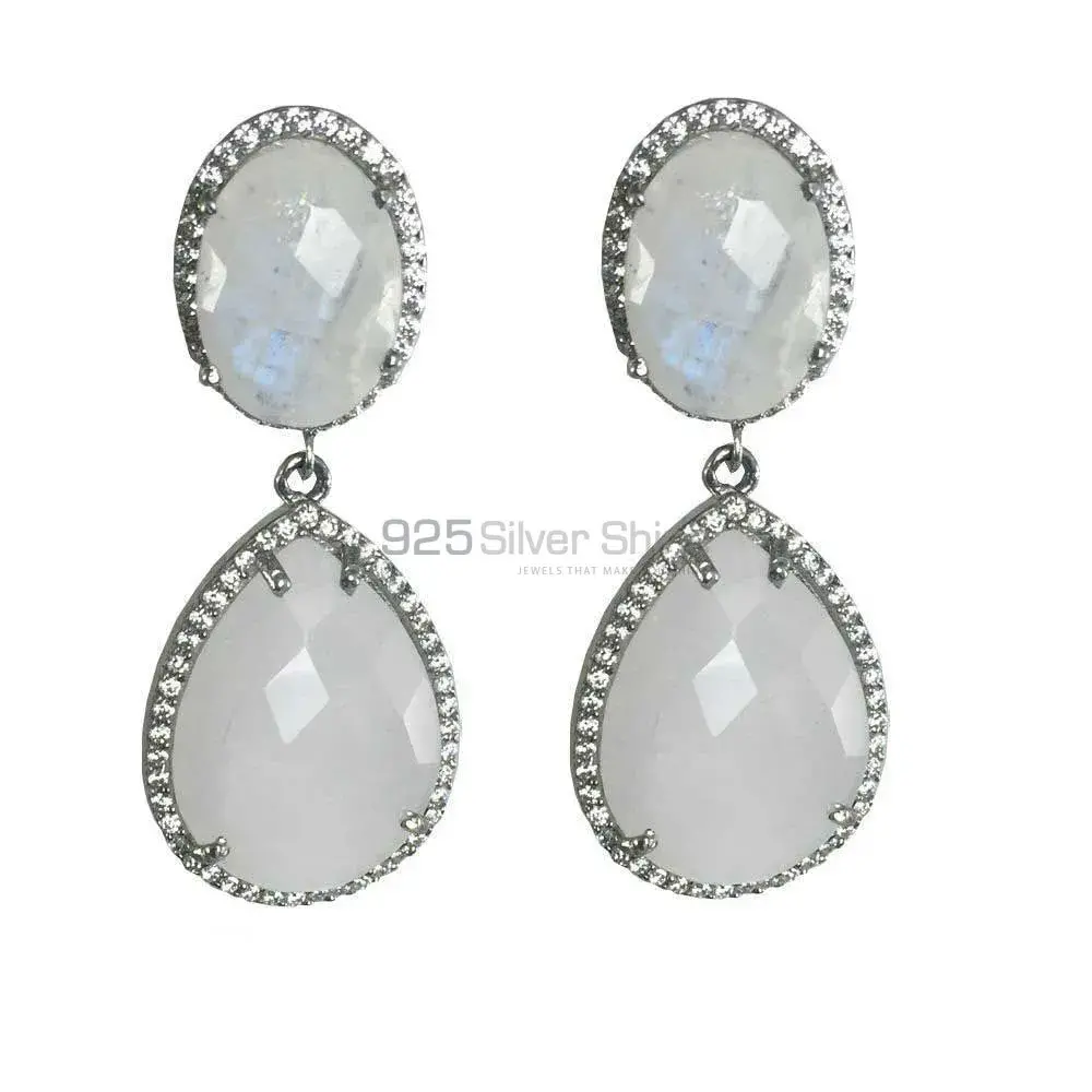 925 Sterling Silver Earrings Suppliers In Natural Rainbow Moonstone 925SE1341