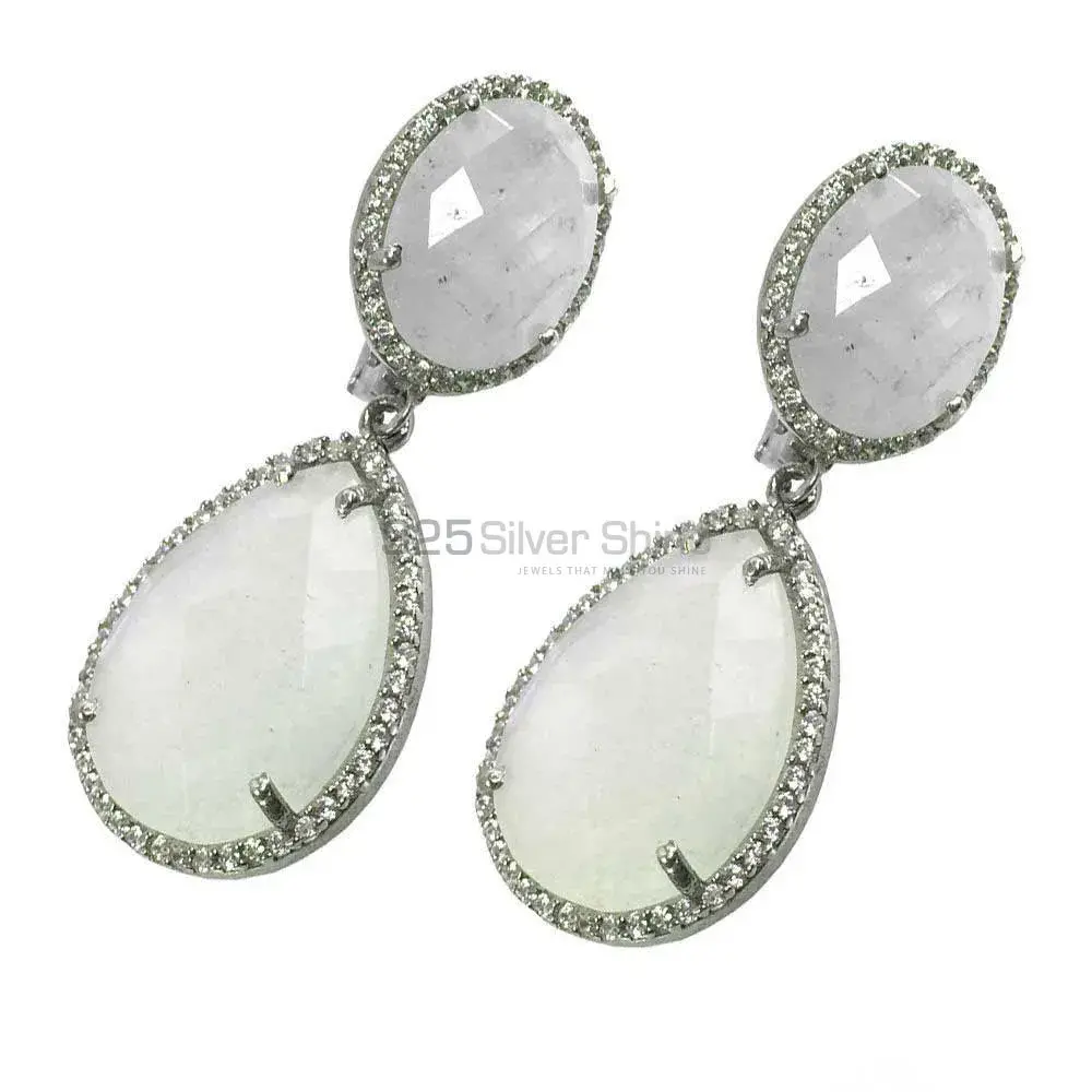 925 Sterling Silver Earrings Suppliers In Natural Rainbow Moonstone 925SE1341_0