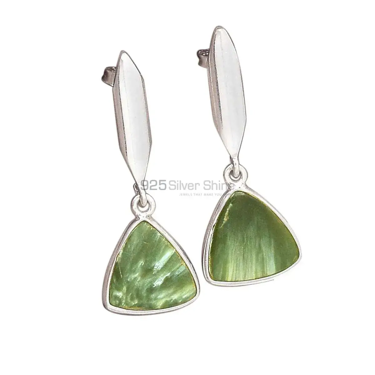 925 Sterling Silver Earrings Suppliers In Natural Seraphinite Gemstone 925SE2909_0