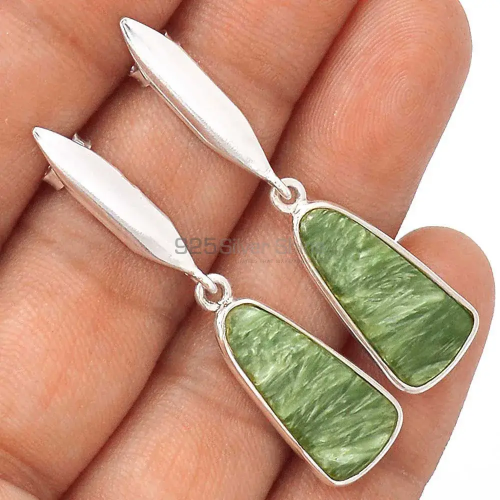 925 Sterling Silver Earrings Suppliers In Natural Seraphinite Gemstone 925SE2909_1