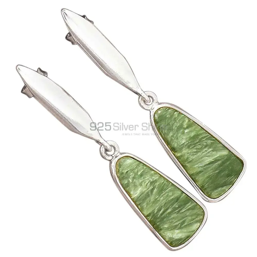 925 Sterling Silver Earrings In Natural Seraphinite Gemstone 925SE2909_3