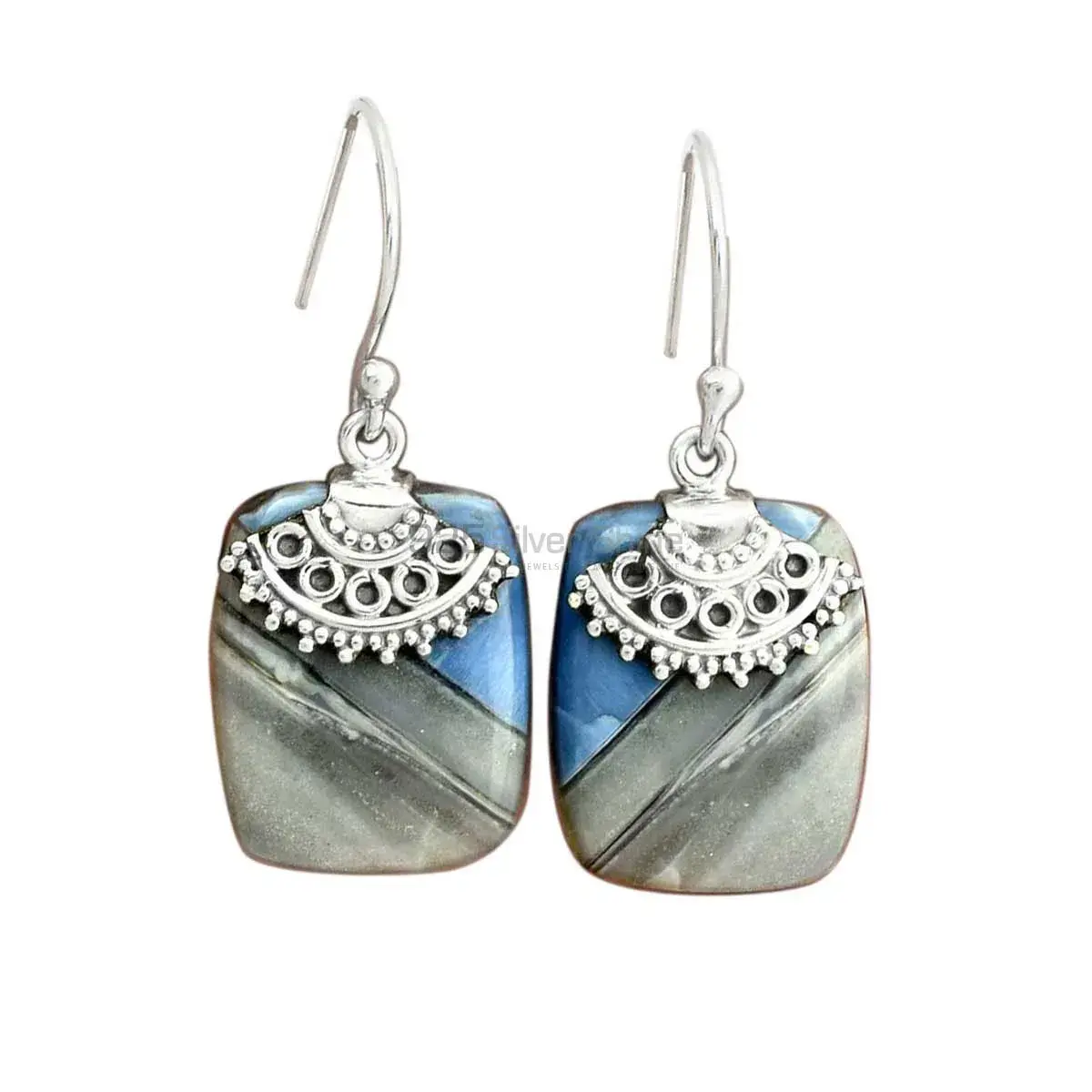 925 Sterling Silver Earrings In Semi Precious Agate Gemstone 925SE2513_0
