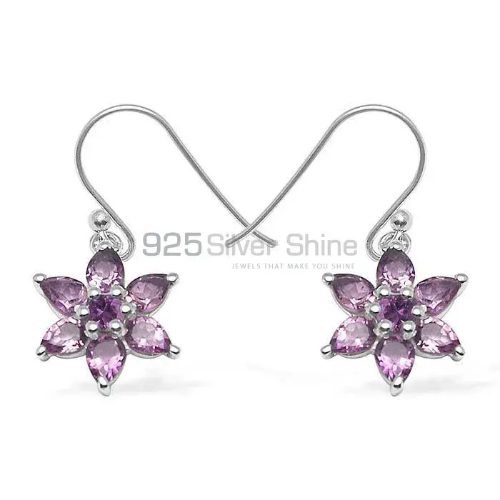 925 Sterling Silver Earrings Suppliers In Semi Precious Amethyst Gemstone 925SE1035