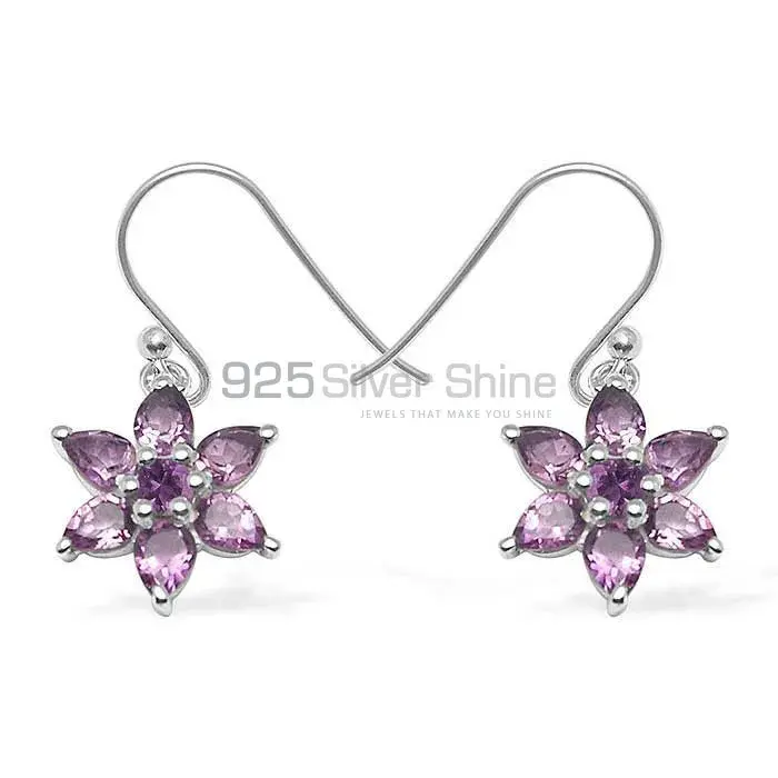 925 Sterling Silver Earrings Suppliers In Semi Precious Amethyst Gemstone 925SE1035_0