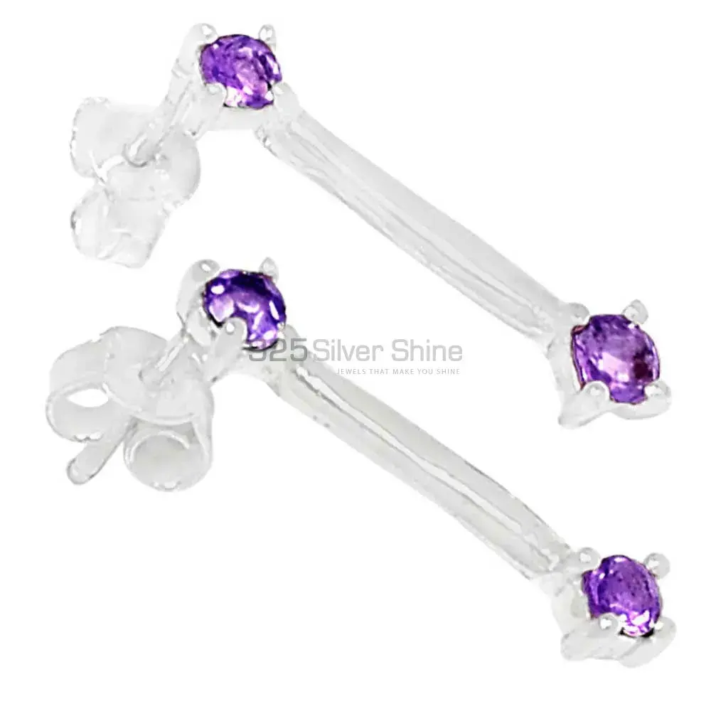 925 Sterling Silver Earrings In Semi Precious Amethyst Gemstone 925SE640