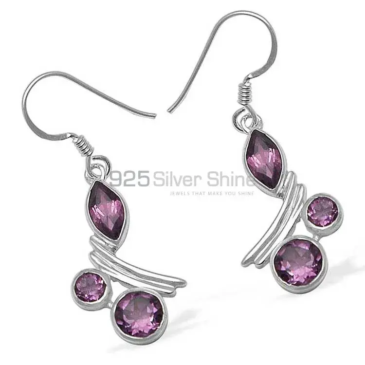 925 Sterling Silver Earrings Suppliers In Semi Precious Amethyst Gemstone 925SE798_0