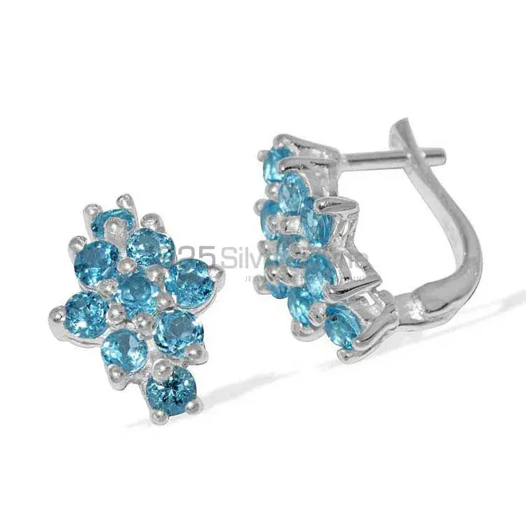 925 Sterling Silver Earrings Suppliers In Semi Precious Blue Topaz Gemstone 925SE877_0