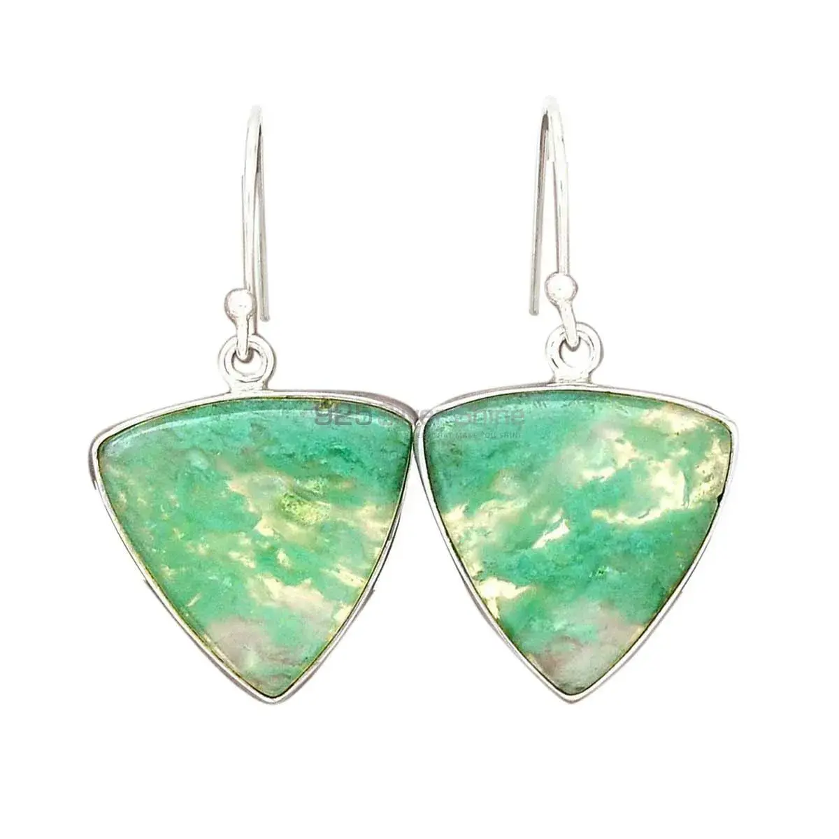 925 Sterling Silver Earrings Suppliers In Semi Precious Chrysoprase Gemstone 925SE2276