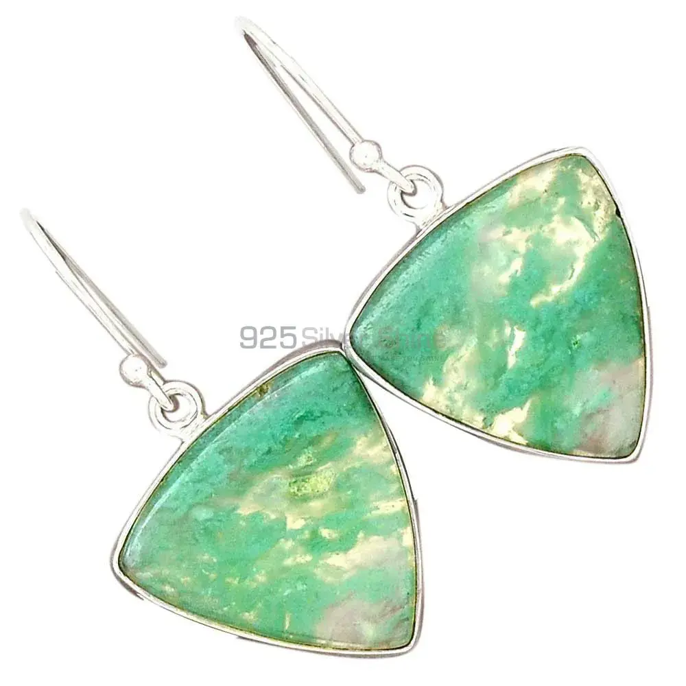 925 Sterling Silver Earrings Suppliers In Semi Precious Chrysoprase Gemstone 925SE2276_1