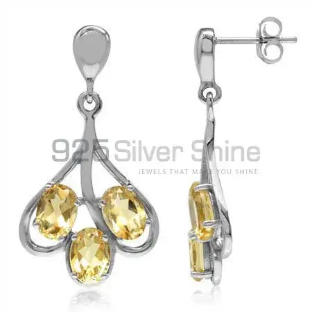 925 Sterling Silver Earrings In Semi Precious Citrine Gemstone 925SE2017_0