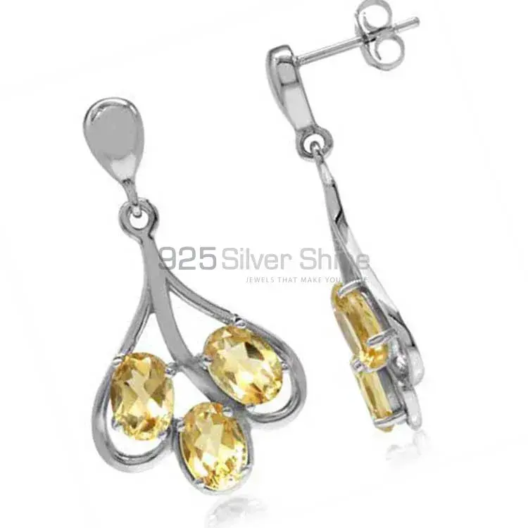 925 Sterling Silver Earrings In Semi Precious Citrine Gemstone 925SE2017_1